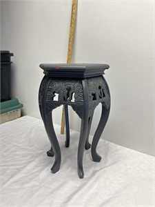 Small painted wood carved side table-12” diameter