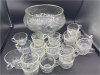 Punch Bowl with Assorted Glasses