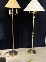 TWO FLOOR LAMPS 56"H LIGHT WEIGHT BRASS FINISH