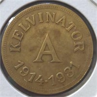 Vintage 1931 kelvinator token