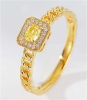 Natural Yellow Diamond Ring 18K Gold