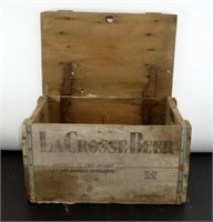 * Antique La Crosse Beer Wood Box with Lid