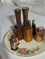 Vintage Plate with Salt and Pepper Shakers