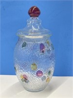 decorative glass jar, 11 in. tall