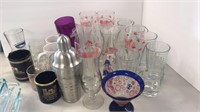 Large glass lot misc drinking glasses