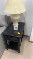 BLACK WOODEN COFFEE  TABLE SET WITH LAMPS
