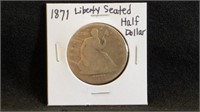 1871 Seated Liberty Half Dollar