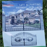 1-Set of New 14' Bi Parting Wrought Iron Gates