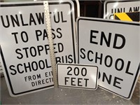 3 Signs End School Zone, Unlawful To Pass, , 200