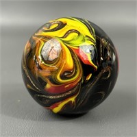 2" Handmade Gold Lutz Flame Marble