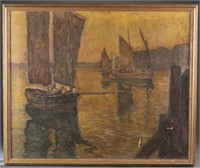 Lewis Herzog, Boats on Water, 19th/20th c., O/C.