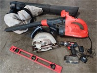 Drill w/ Charger, Leaf Blower, Circular Saw