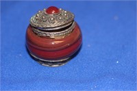 An Oriental Glass and Metal Trinket Box