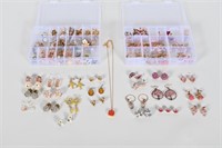 Lg Collection of Pierced Earrings w/ Necklace