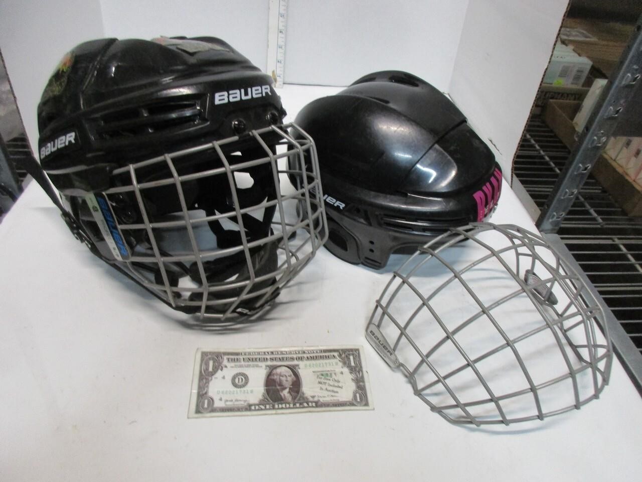 2) Bauer hockey helmets with face shields
