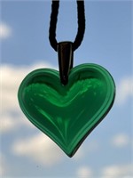 Lalique French Crystal Heart Pendant On Cord