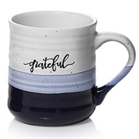 WF5976   18 oz Grateful Ceramic Mug, Blue White