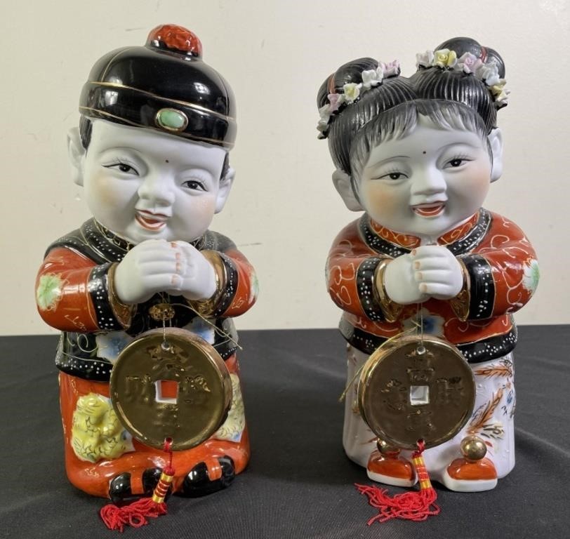 Chinese Jintong Porcelain Lucky Boy & Girl