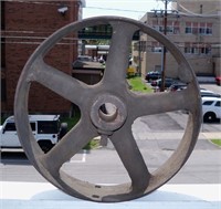 Antique Industrial Iron Flat Belt Pulley Wheel