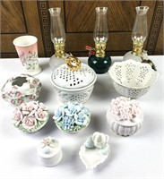 Small container and oil lamp lot