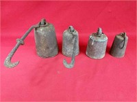 Four Large Antique Cast Iron Cotton Scale Weights