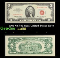 1963 $2 Red Seal United States Note Grades Choice