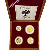 1988 Poland 1.85ozt AGW Gold Proof Set (4 Coins)