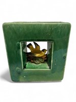 McCoy square Arcature green bird planter vase