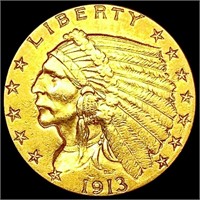 1913 $2.50 Gold Quarter Eagle CLOSELY