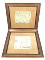 Pr Framed Bookplates of Antique Maps