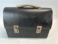 Vintage 1940s Metal Lunch Box - Black Industrial