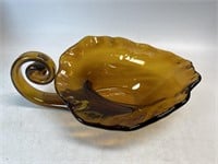 Vintage Glass Hand Blown Stretch Brown Swirl Art