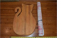 Wooden cat cutting board & Rexall baking sheet