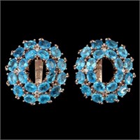 Natural Rare Brazil AAA Neon Blue Apatite Earrings