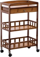 Solid Wood Rolling Kitchen Cart