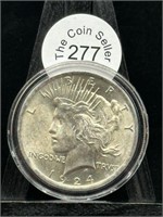 1924 Peace Dollar No Mint Mark UNC