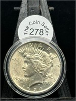 1924 Peace Dollar No Mint Mark UNC