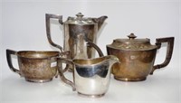 Four piece Chinese silver tea service Lwen Hing