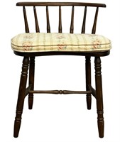 Wood Spindle Back Bench with Floral Cushion