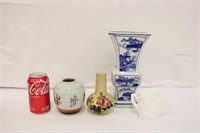 Vintage Vases & Westmoreland Open Sugar Milk Glass