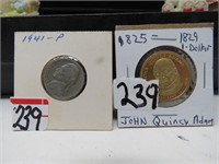 1941 P Jefferson Nickel  & President Gold Dollar