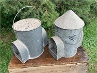 TWO GALVANIZED FEEDERS