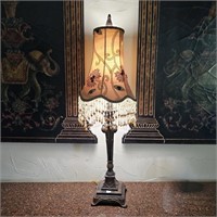 Candlestick Lamp Beautiful Embroidered Bead Shade