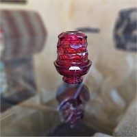 Ruby Viking Glass Georgian Honeycomb Fairy Lamp