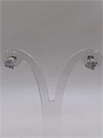 PRETTY STERLING SILVER & MOONSTONE PIERCED EARRING