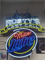 Rusty’s Miller Lite neon light