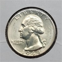 1949 D WASHINGTON SILVER QUARTER MS64