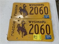 1987 Wyoming License Plates