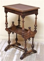 Henri II Style Oak Sewing Table.