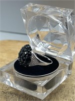 Sterling Silver .925 Black Spinel Ring Size 11